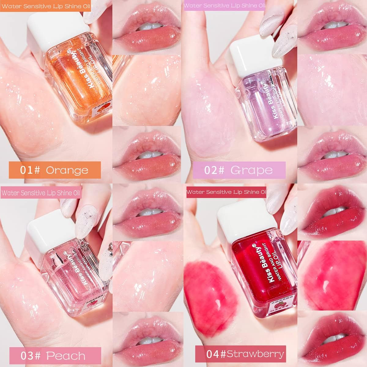 4 PCS Olio Cura Delle Labbra, Plumping Rossetti Set, Lucidalabbra Scintillante Specchio Balsamo Idratante Colorato, Lip Plumper Gloss Glow Oil Trasparente