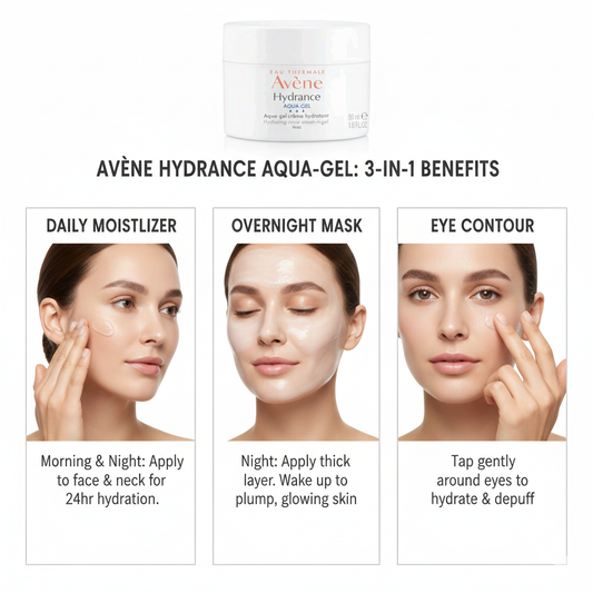 Avène Hydrance Aqua-Gel, 3-in-1 Facial Moisturizer for All Skin Types, Deeply Hydrating & Soothing Cream-in-Gel, Safe for Sensitive Skin, 1.69 fl. oz.