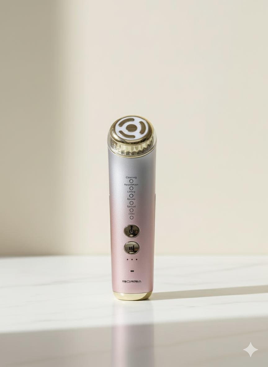 IBORRIA 6-in-1 Professional Facial Device: This advanced Radio Frequency (RF) and EMS massager delivers high-frequency treatments for powerful anti-aging, wrinkle reduction, and deep skin cleansing.