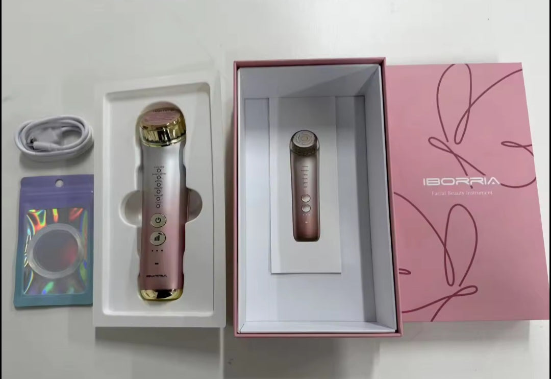 IBORRIA 6-in-1 Professional Facial Device: This advanced Radio Frequency (RF) and EMS massager delivers high-frequency treatments for powerful anti-aging, wrinkle reduction, and deep skin cleansing.