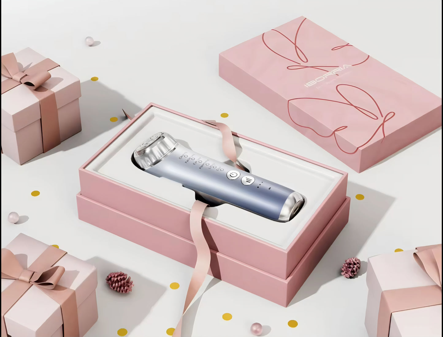 IBORRIA 6-in-1 Professional Facial Device: This advanced Radio Frequency (RF) and EMS massager delivers high-frequency treatments for powerful anti-aging, wrinkle reduction, and deep skin cleansing.